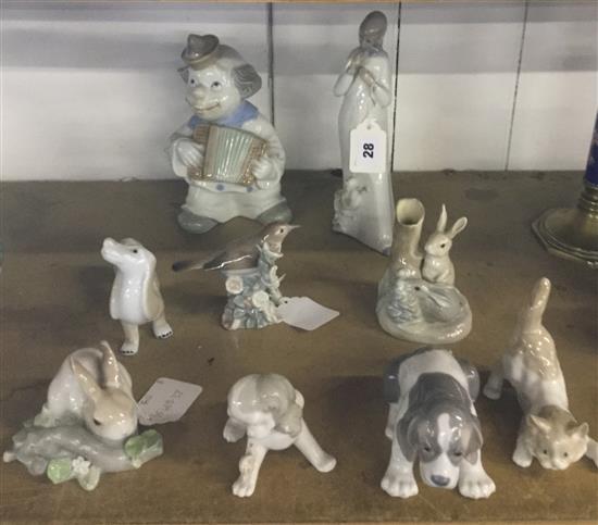 Five Lladro animal and bird figures and five other figures (10)